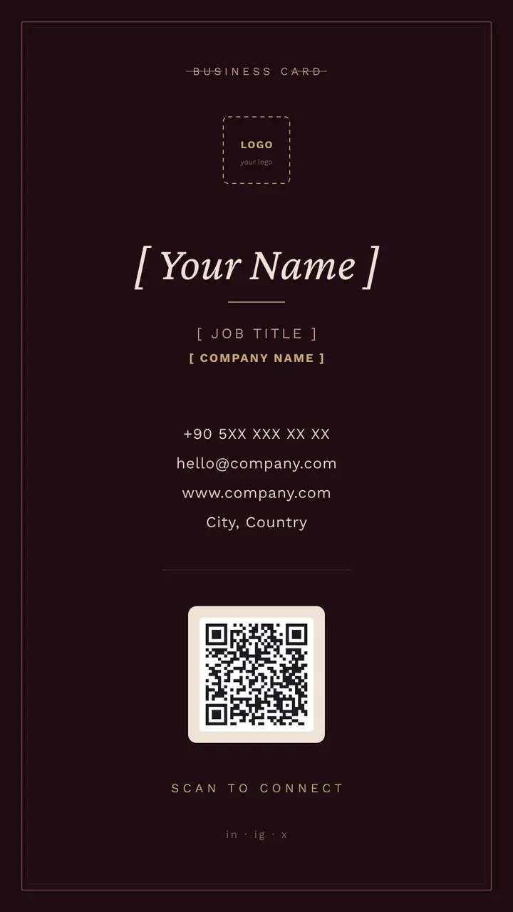 Digital Business Cards — Bordo (serif italic) template