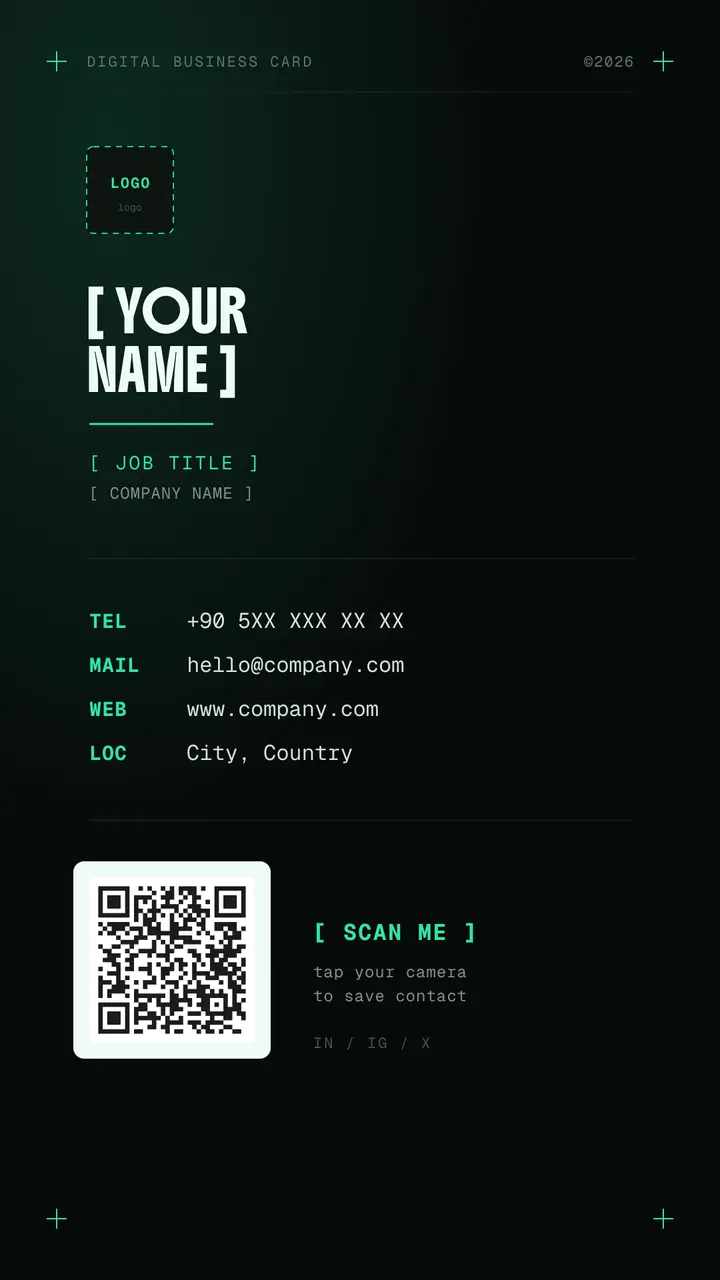 Digital Business Cards — Neon (green) template